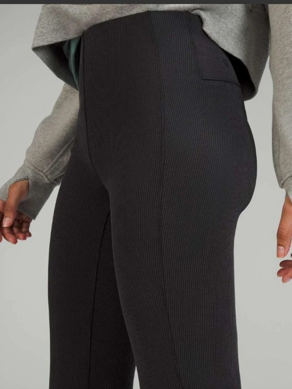 Lululemon Black Brushed Softstreme Ribbed Zip Flared 32.5